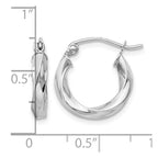 14k White Gold 3mm Twisted Hoop Earrings