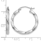 14k White Gold 3mm Twisted Hoop Earrings
