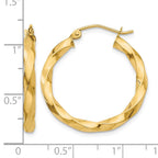 14k Polished 3mm Twisted Hoop Earrings