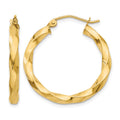 14k Polished 3mm Twisted Hoop Earrings