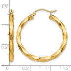 14k Polished 3mm Twisted Hoop Earrings