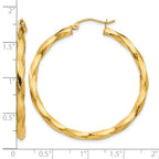 14k Polished 3mm Twisted Hoop Earrings