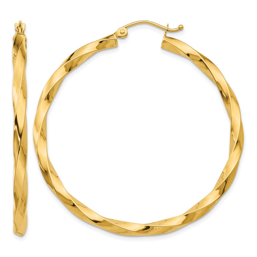 14k Polished 3mm Twisted Hoop Earrings