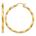 14k Polished 3mm Twisted Hoop Earrings