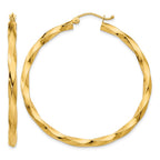 14k Polished 3mm Twisted Hoop Earrings