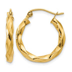 14k Polished 3mm Twisted Hoop Earrings