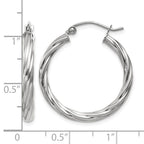14k White Gold Polished 3.25mm Twisted Hoop Earrings