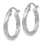 14k White Gold Polished 3.25mm Twisted Hoop Earrings