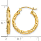 14k Polished 2.75mm Twisted Hoop Earrings