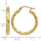 14k Polished 3.25mm Twisted Hoop Earrings