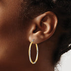 14k & Rhodium Diamond-cut 2.5mm Twisted Hoop Earrings