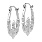14k White Gold Claddagh Hoop Earrings