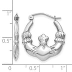 14k White Gold Claddagh Hoop Earrings