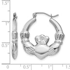14k White Gold Claddagh Hoop Earrings