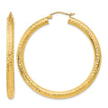 14k 4x45mm Diamond-cut Round Tube Hoop Earrings