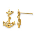 14k 3-D Anchor with Rope Post Earrings