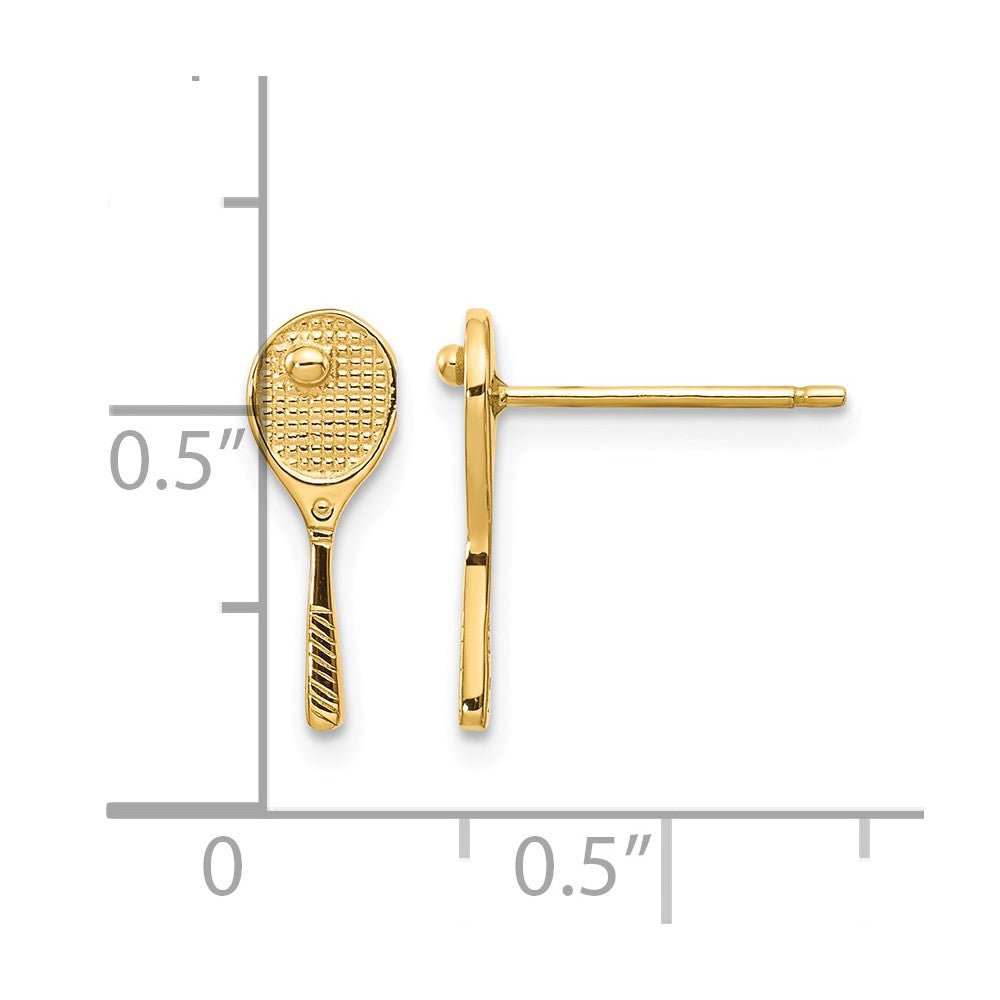 14k Mini Tennis Racquet with Ball Post Earrings