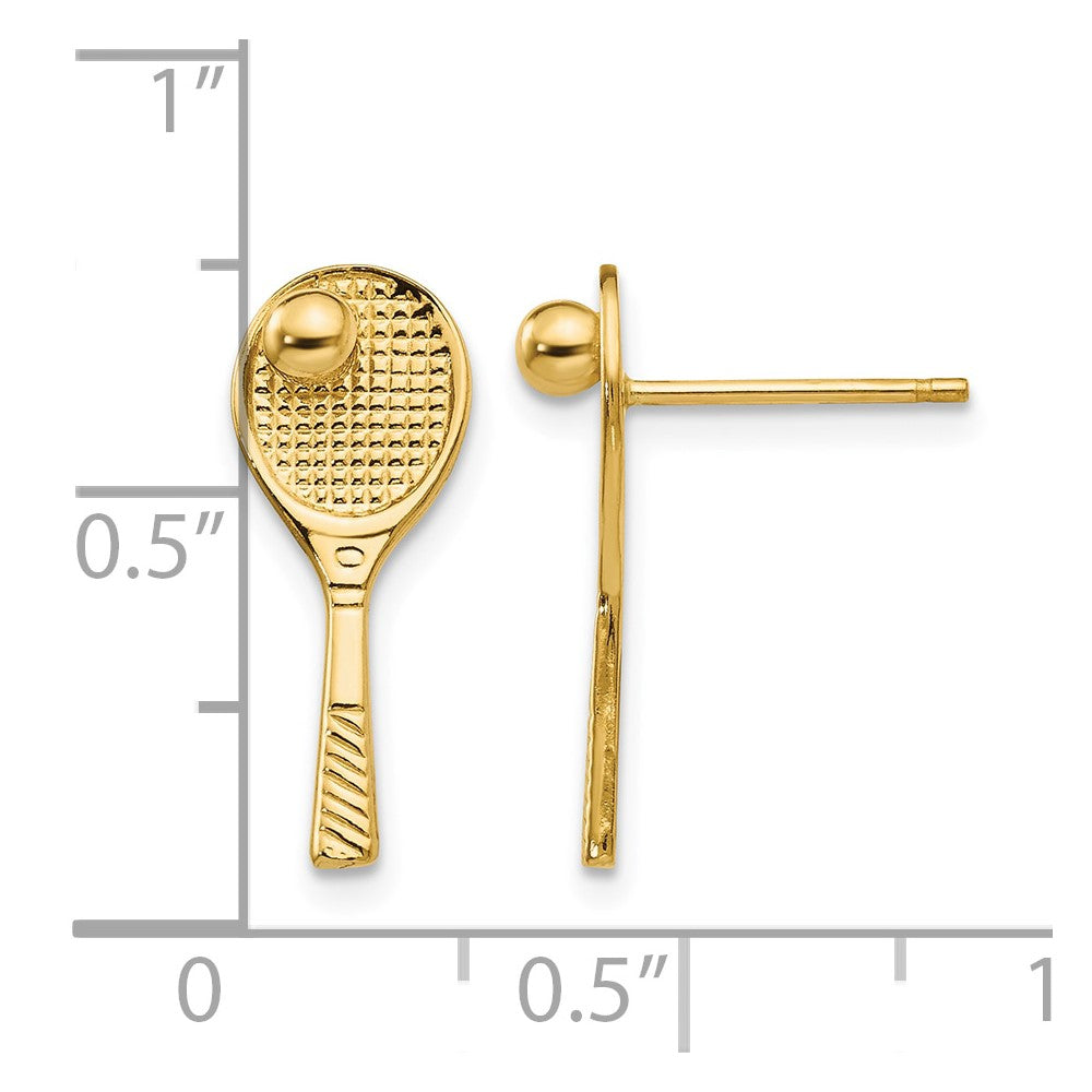 14k Tennis Racquet with Ball Post Earrings