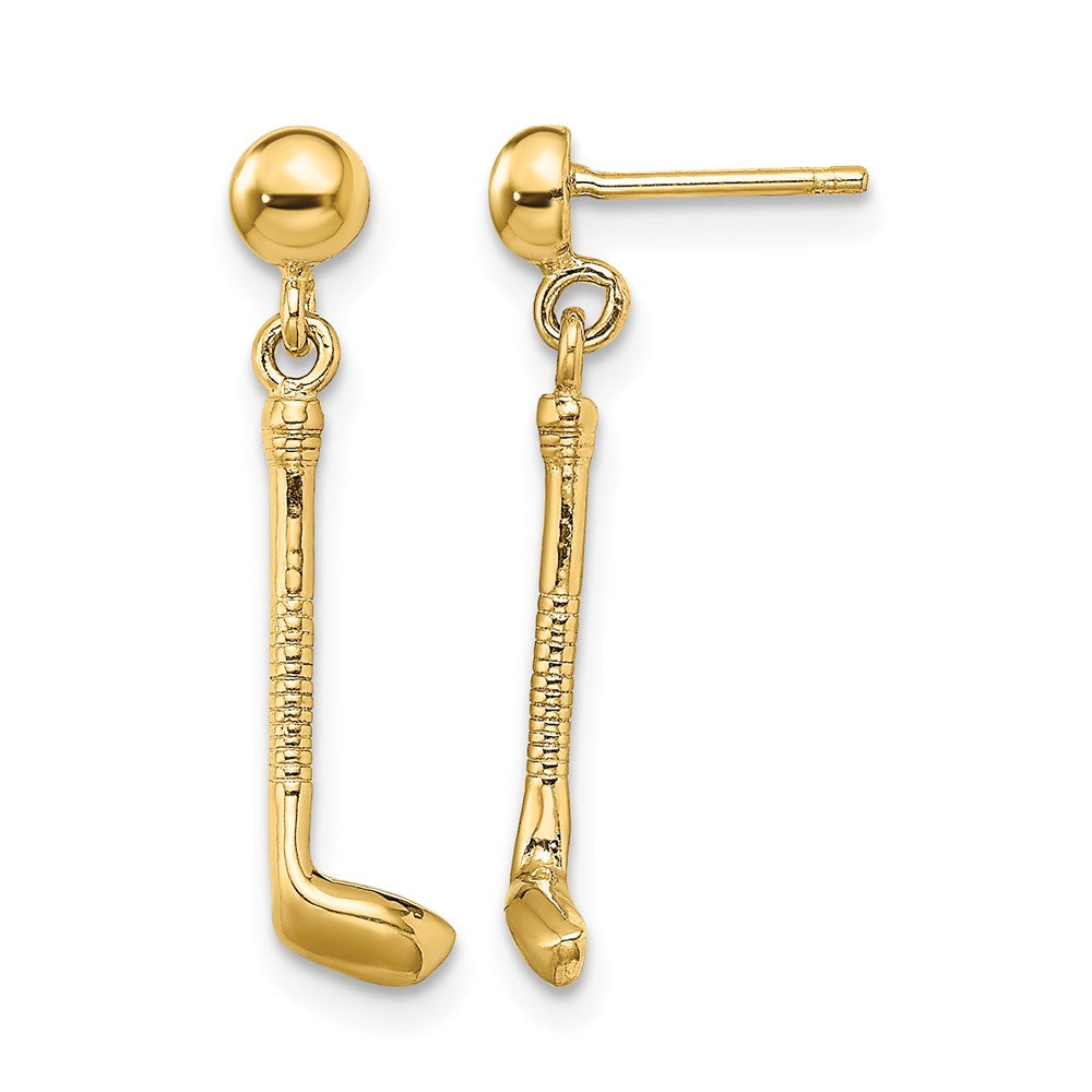 14k Golf Club Dangle Post Earrings
