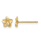 14k Small Plumeria Flower Post Earrings