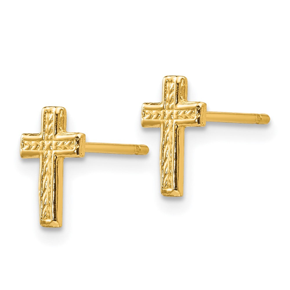 14k Small Polished Cross Post Earrings