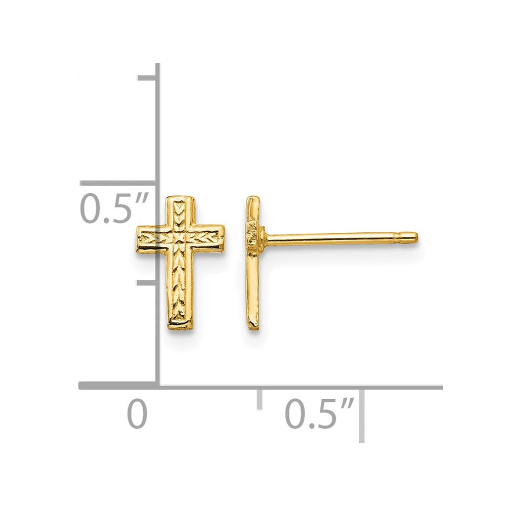 14k Small Polished Cross Post Earrings