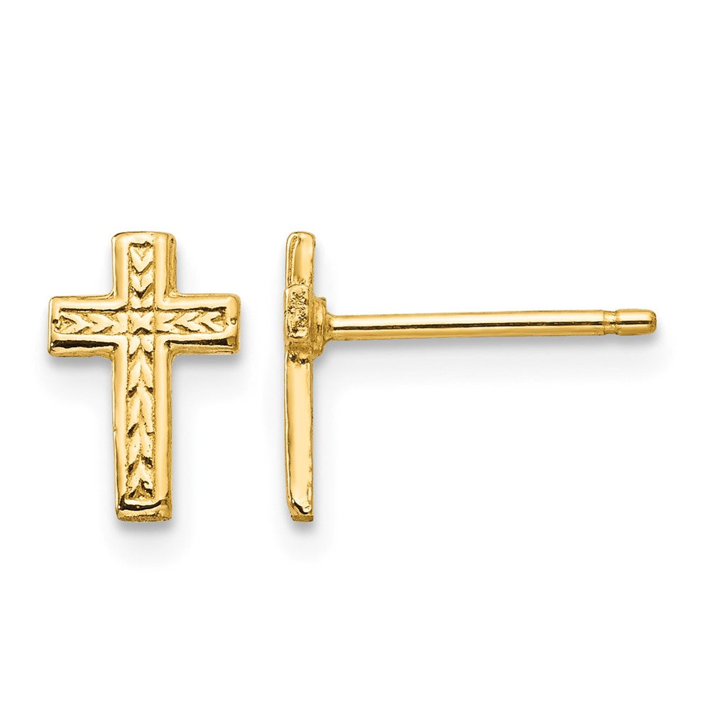 14k Small Polished Cross Post Earrings