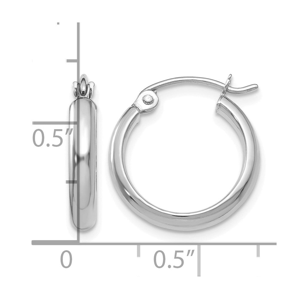 14k White Gold 2.75x16mm Polished Tube Hoop Earrings