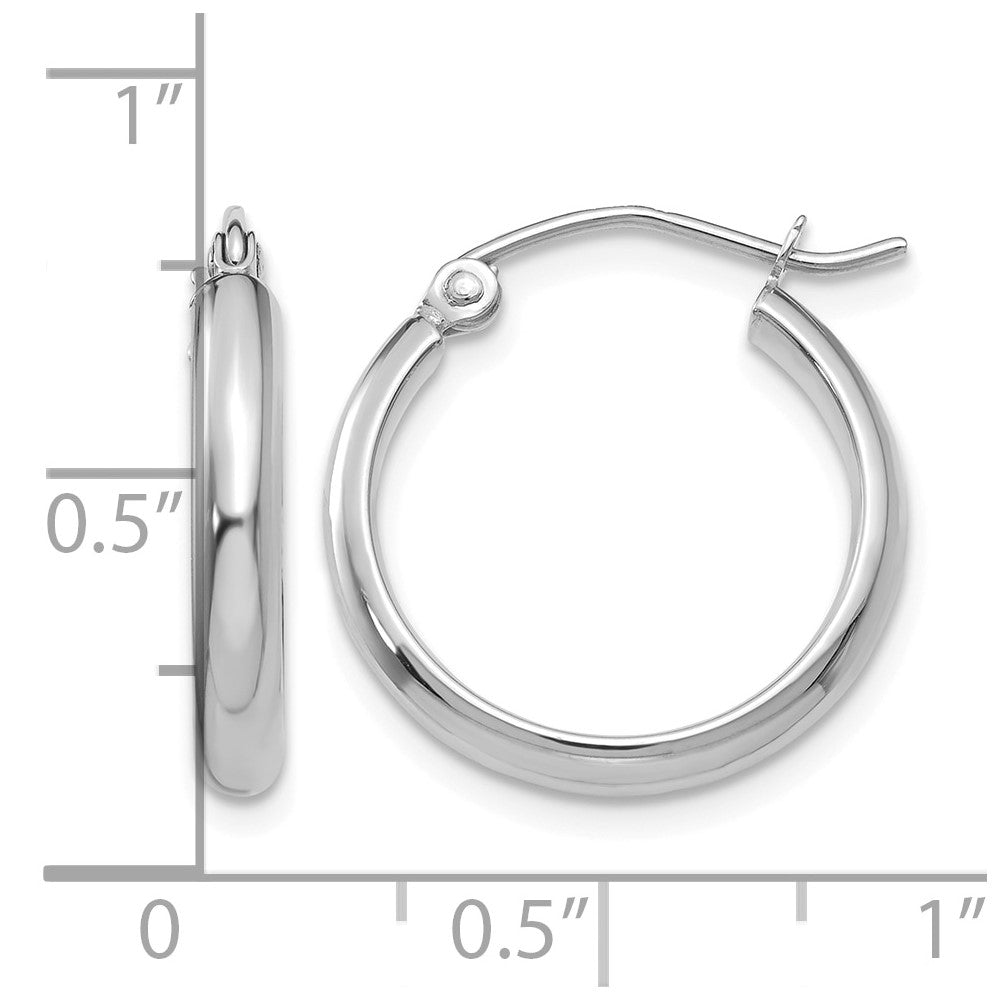 14k White Gold 2.75x18mm Polished Tube Hoop Earrings