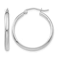 14k White Gold 2.75x25mm Polished Tube Hoop Earrings