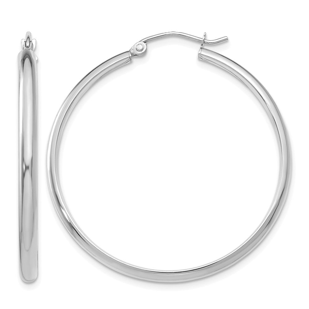 14k White Gold 2.75x35mm Polished Tube Hoop Earrings