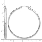 14k White Gold 2.75x40mm Polished Tube Hoop Earrings