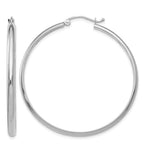14k White Gold 2.75x40mm Polished Tube Hoop Earrings
