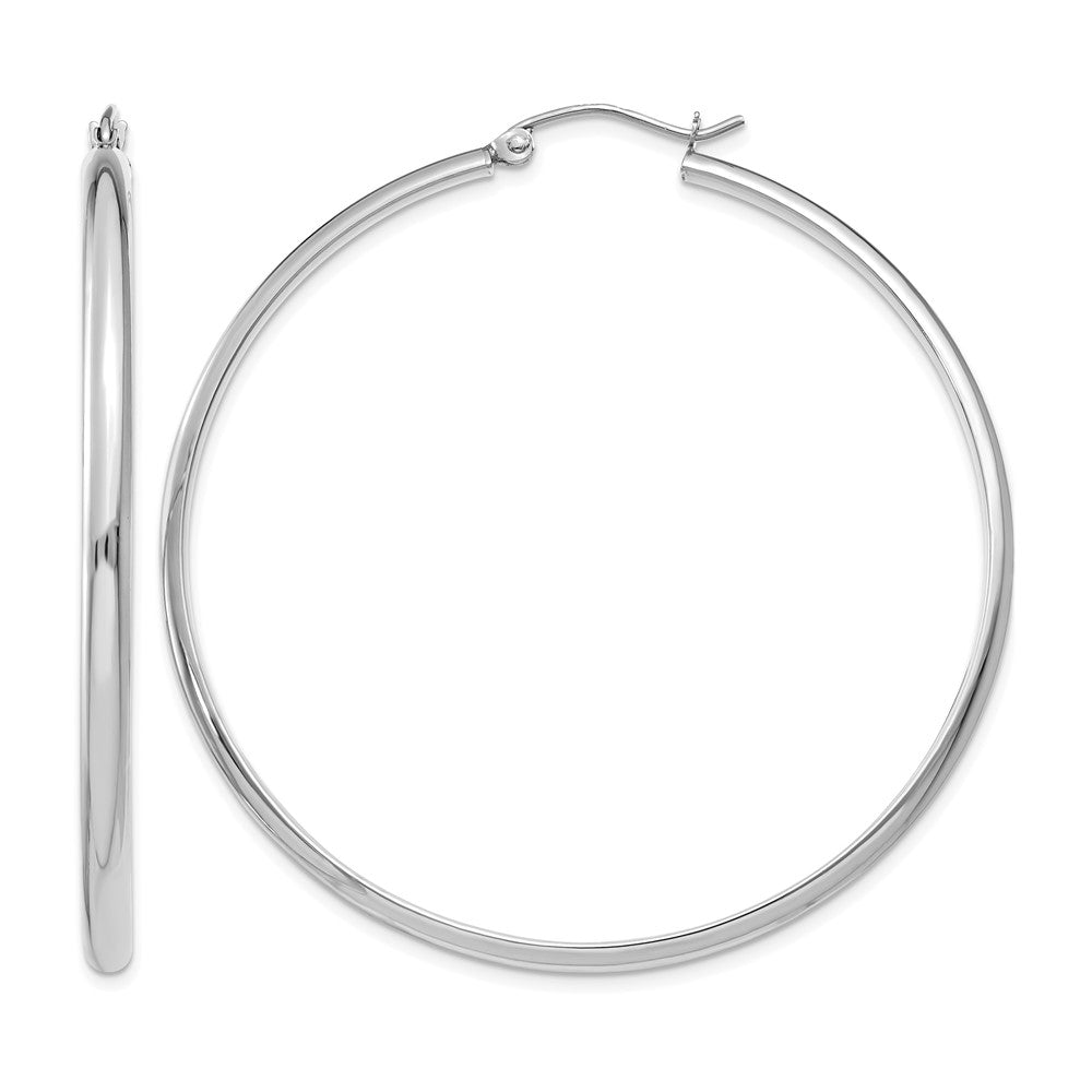 14k White Gold 2.75x50mm Polished Tube Hoop Earrings