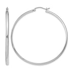 14k White Gold 2.75x50mm Polished Tube Hoop Earrings