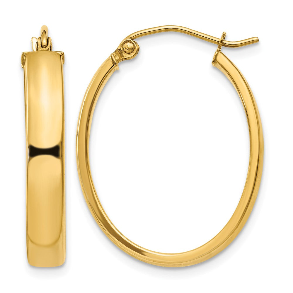 14k 4x25mm Lightweight Oval Tube Hoop Earrings