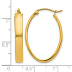 14k 4x30mm Lightweight Oval Tube Hoop Earrings