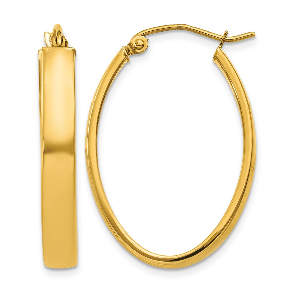 14k 4x30mm Lightweight Oval Tube Hoop Earrings