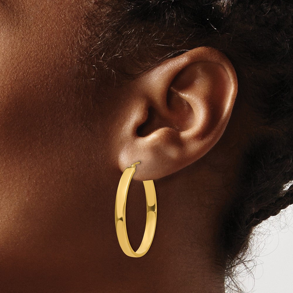 14k 4x35mm Lightweight Oval Tube Hoop Earrings