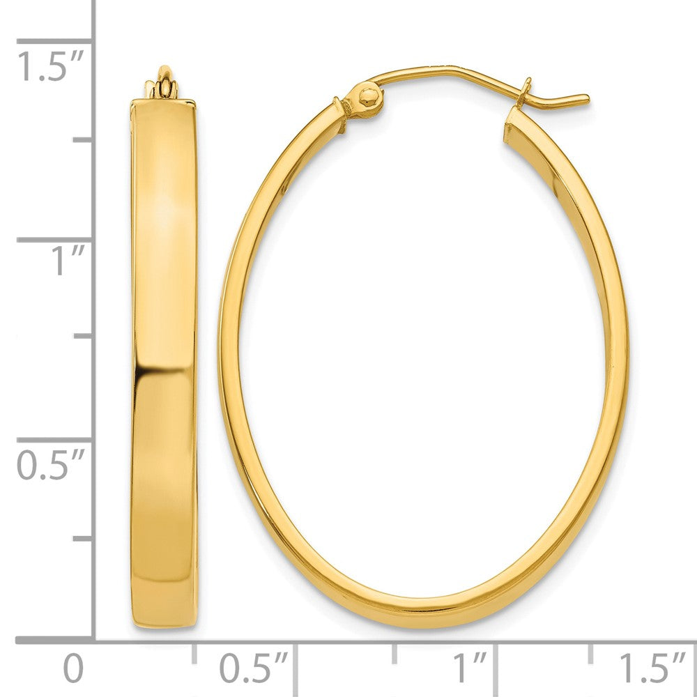 14k 4x35mm Lightweight Oval Tube Hoop Earrings