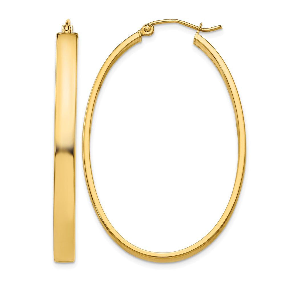 14k 4x48mm Lightweight Oval Tube Hoop Earrings