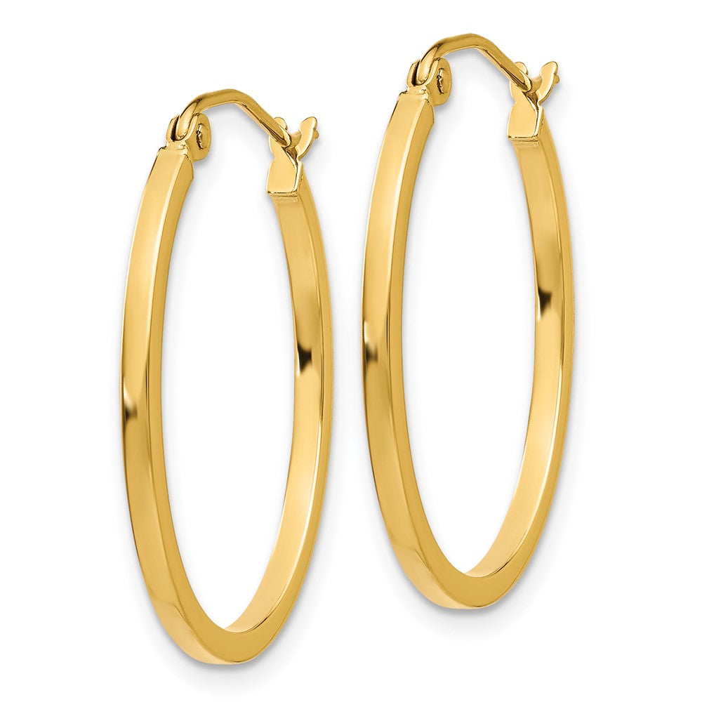 14k 1.5x25mm Lightweight Fancy Oval Tube Hoop Earrings