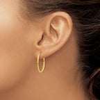 14k 1.5x25mm Lightweight Fancy Oval Tube Hoop Earrings