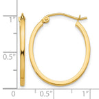 14k 1.5x25mm Lightweight Fancy Oval Tube Hoop Earrings