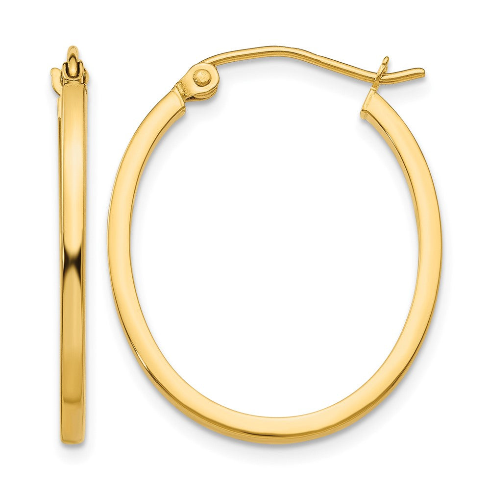 14k 1.5x25mm Lightweight Fancy Oval Tube Hoop Earrings