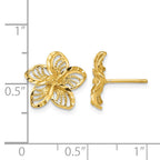 14K Diamond-cut Filigree Plumeria Post Earrings