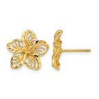 14K Diamond-cut Filigree Plumeria Post Earrings