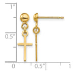 14k Polished Cross Dangle Post Earrings