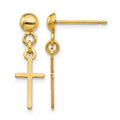 14k Polished Cross Dangle Post Earrings