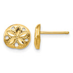 14K Diamond-cut Sand Dollar Earrings